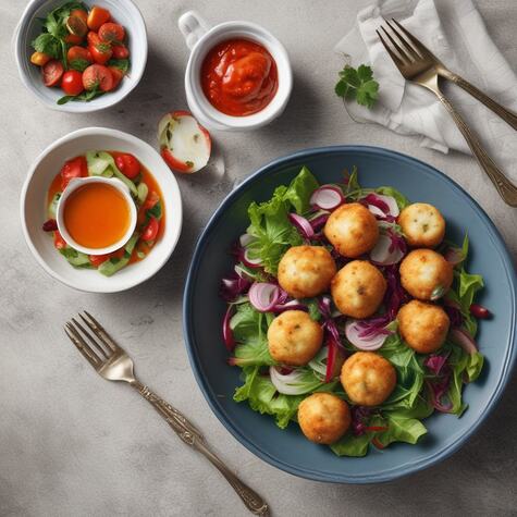 2 vorkens met tomatensaus en balletjes